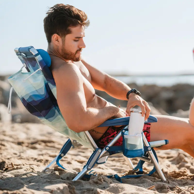 Reclining Beach Backpack Beach Chair - Choice 709 - Multi-Position Outdoor Beach Chair with Pillow Detail