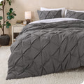 All-Season Pintuck Down Alternative Comforter Set - 3-Pieces - All Seasons - King, Grey - All-Season Down Alternative Comforter Insert - Default Title