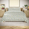 Luxurious Quilted 100% Cotton Botanical 3-Piece Sage Green Comforter Set, Full/Queen - Luxurious Quilted Duvet Cover Set - Default Title