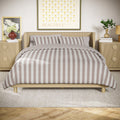 Fluffy Down Alternative 100% Cotton Striped 3-Piece Natural Comforter Set, Full/Queen - All-Season Down Alternative Comforter Insert - Default Title