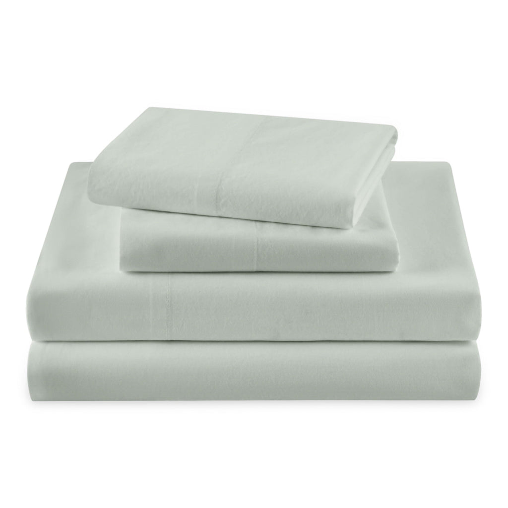 Cooling Sateen Solid 4-Piece 100% Cotton Washed Percale Sage Green Sheet Set, Full - Breathable Egyptian Cotton Flat & Fitted Sheets - Default Title