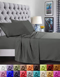 Breathable Luxury 4 Pieces Bed Sheet set Flat,Fitted,Pillowcase , Queen Grey - Premium Ultra-Soft Pillowcase Pair for Sleeping - Default Title