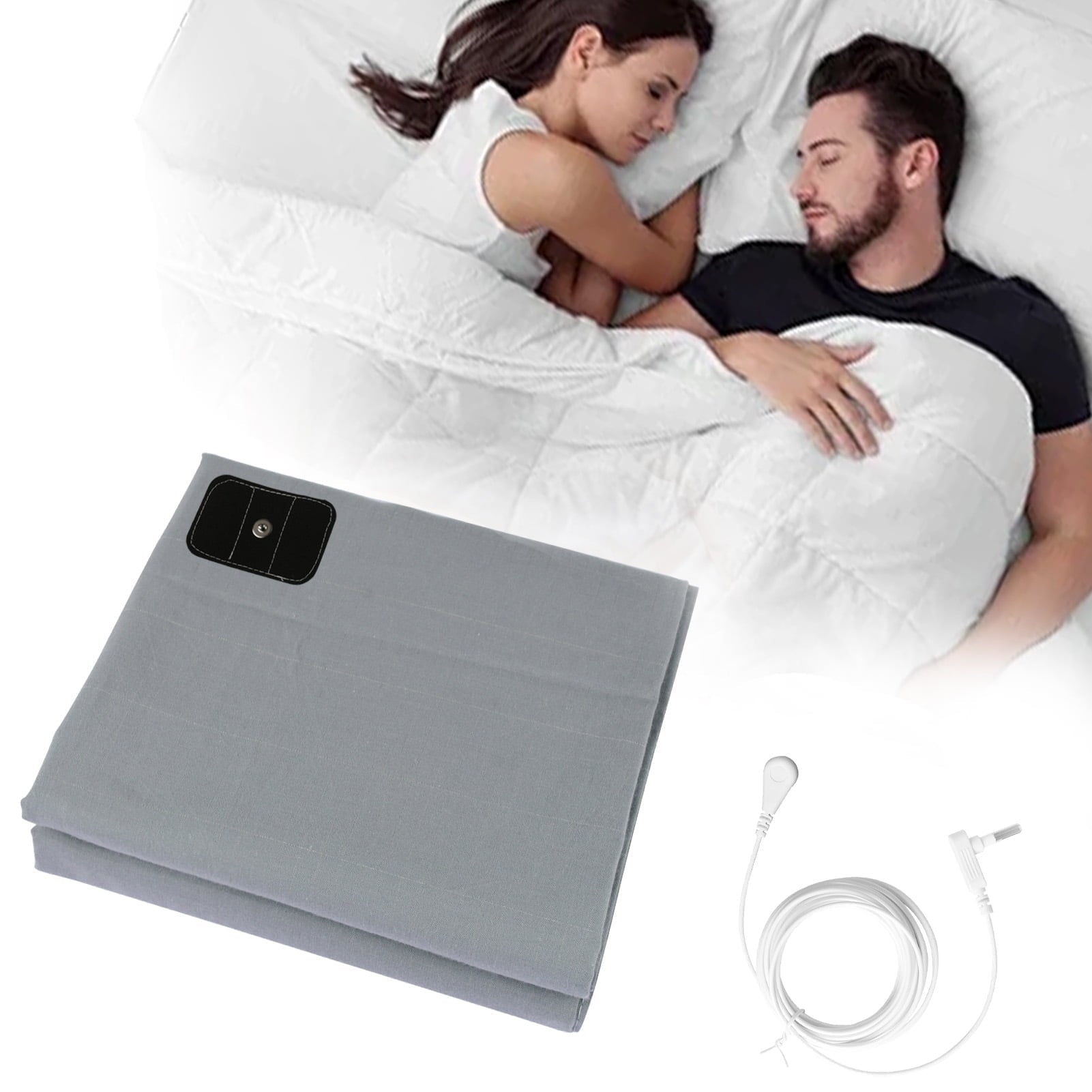 Cooling Sateen Grounding Sheets for All Mattress Sizes, Grounding Mat for Bed 10% Silver Fiber+90% Organic Cotton Grounding Sheets S... - Breathable Egyptian Cotton Flat & Fitted Sheets - Default Title