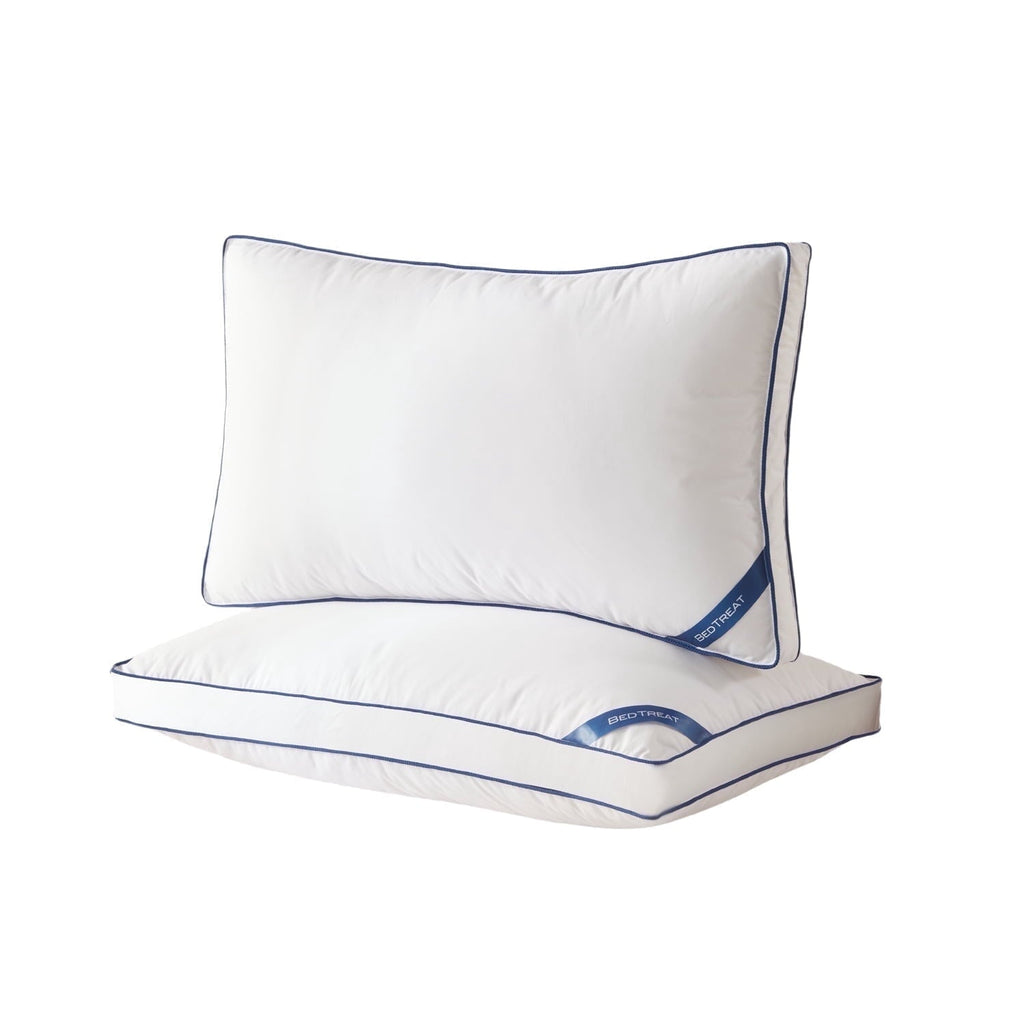 Hotel Collection Goose Down Feather Pillows Queen Size Set of 2, Luxury Soft Hotel Quality pillows for Sleeping, Organic Cotton Cover ... - Decorative Throw Pillow Cushion for Sofa & Bed - Default Title