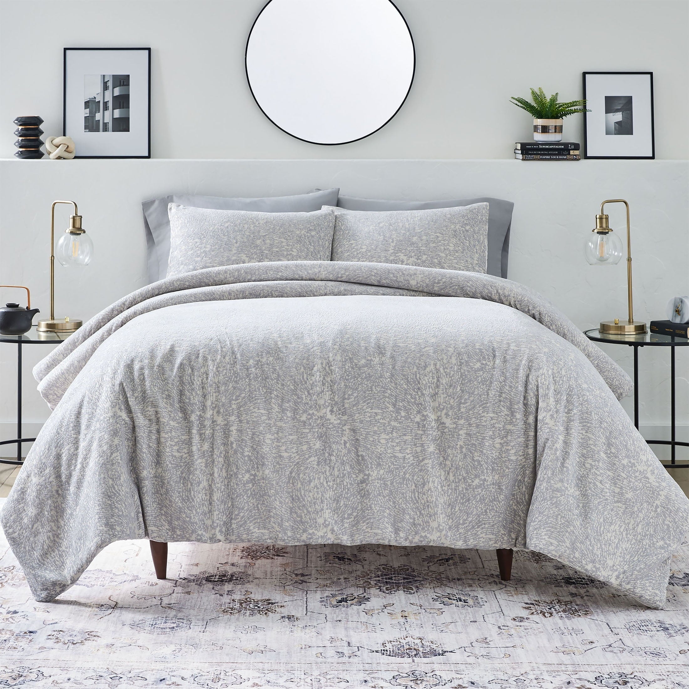 Fluffy Down Alternative Better Homes & Garden Grey Chenille 3-Piece Comforter Set, Full/Queen, All Ages - Cloud-Like Soft Lightweight Bed Comforter - Default Title