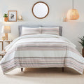 Heavyweight Warmth 3-Piece Red Yarn Dye Stripe Comforter Set, Full/Queen - Luxurious Quilted Duvet Cover Set - Default Title