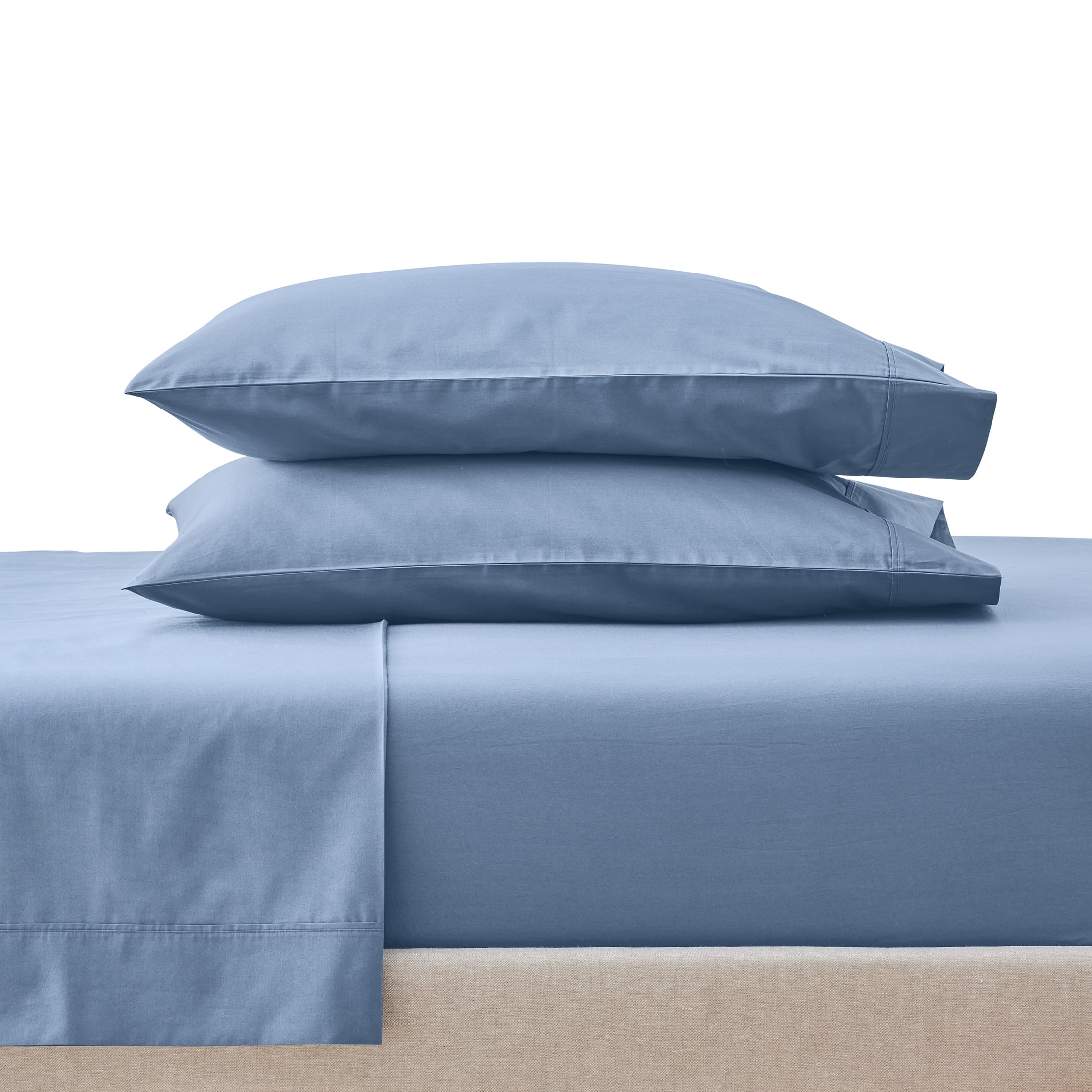 Wrinkle-Resistant Cool & Crisp 3-Piece 300 Thread Count Blue Water Cotton Percale Sheet Set, Twin - Luxury Bed Sheet Set with Deep Pockets - Default Title