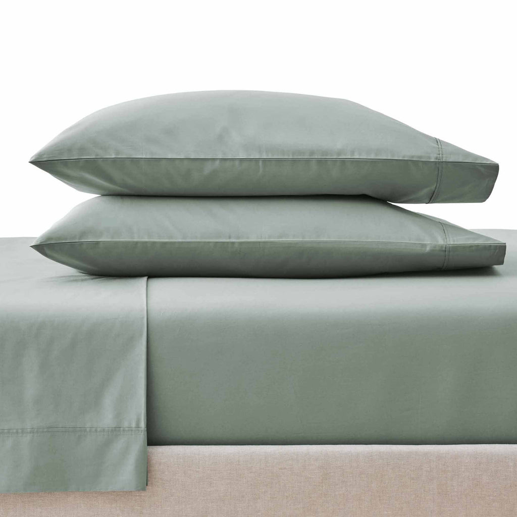 Cooling Sateen Cool & Crisp 4-Piece 300 Thread Count Green River Cotton Percale Sheet Set, Queen - Premium Ultra-Soft Pillowcase Pair for Sleeping - Default Title