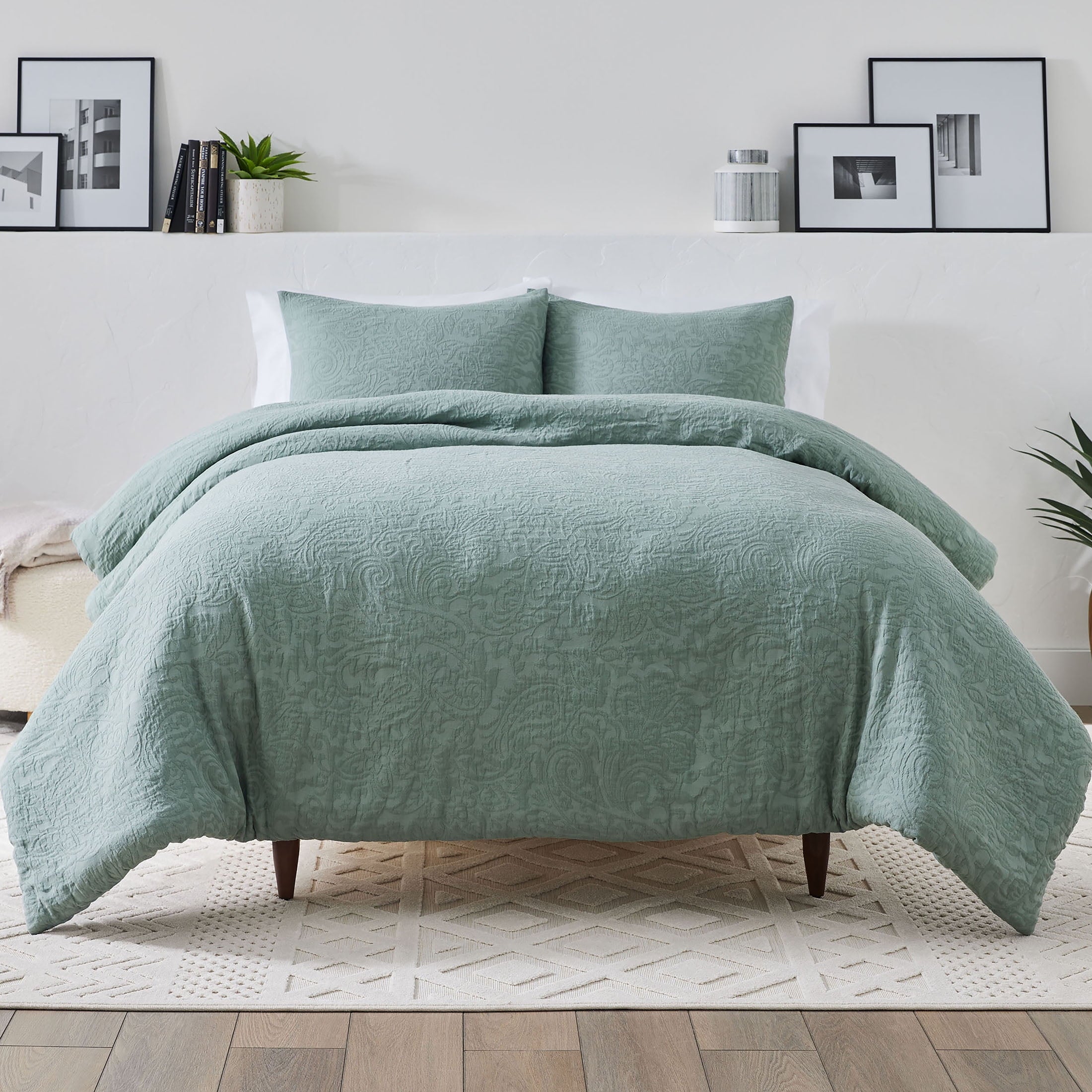 Heavyweight Warmth 3-Piece Sage Floral Comforter Set, Full/Queen - Cloud-Like Soft Lightweight Bed Comforter - Default Title