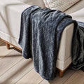 Lightweight Warm Textured Velvet Plush Soft Fleece Throw Blanket, Oversized, Greystone - Cozy Fleece Throw Blanket for Couch & Bed - Default Title