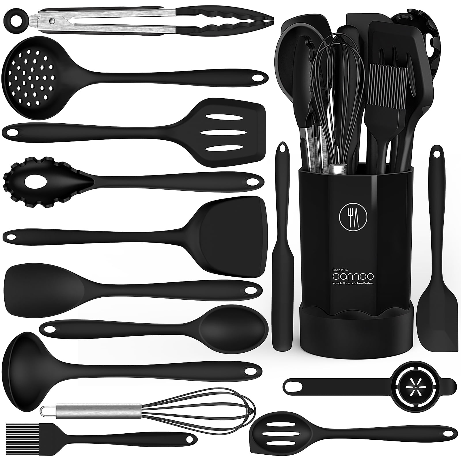 Professional Grade Silicone Cooking Utensils Set - 446°F Heat Resistant Kitchen Utensils,Turner Tongs,Spatula,Spoon,Brush,Whisk,Ki... - Heavy Duty Stainless Steel Kitchen Shears - Default Title