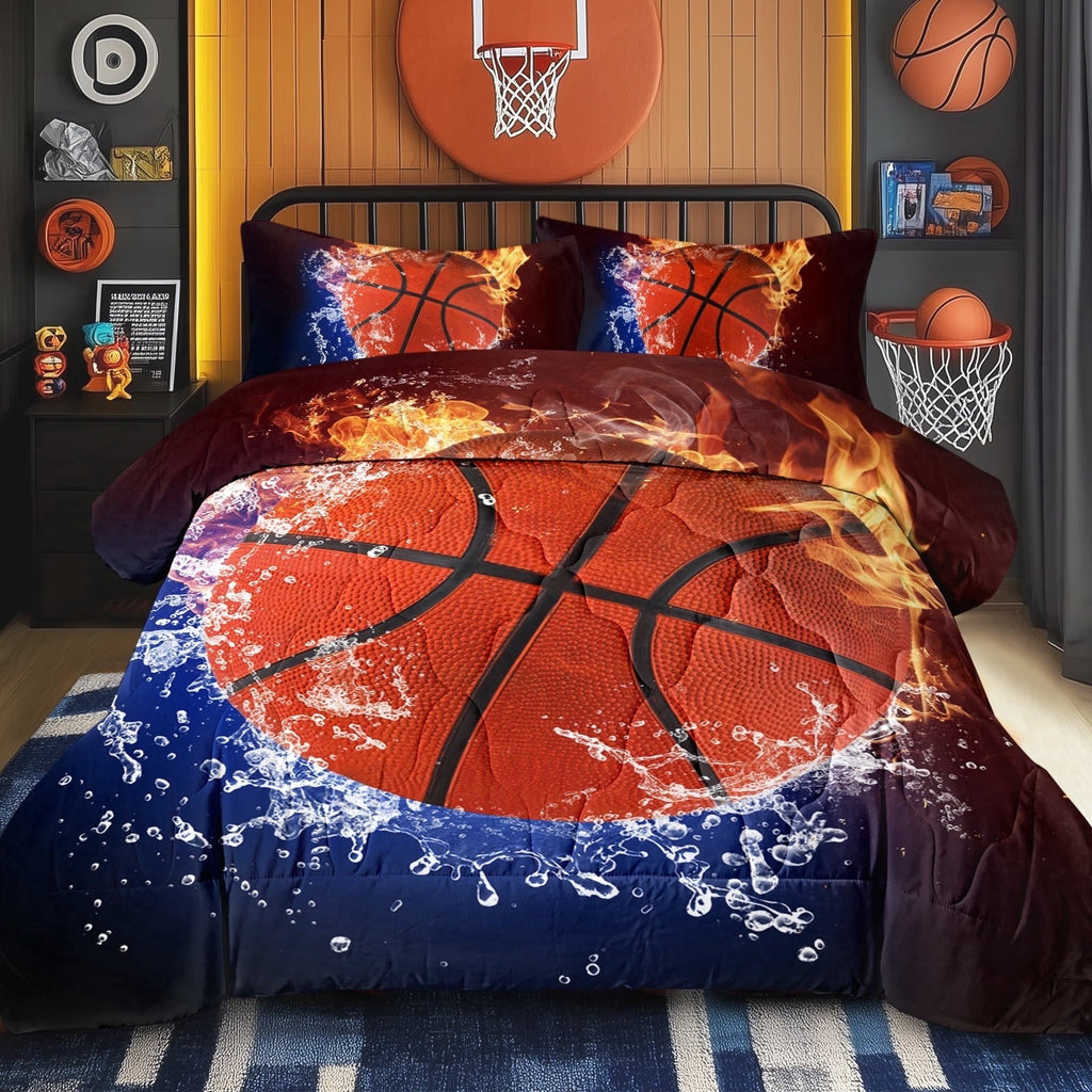 All-Season Twin Comforter Set, 3 Pieces Sport Bedding Set for Kids Boys Teens Brushed Microfiber Basketball Comforter Set, 66x90... - Cloud-Like Soft Lightweight Bed Comforter - Default Title