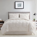 Hypoallergenic Cloud Comforter Set, 3-Piece, Queen, Pleated Wrinkle-Resistant Microfiber Bedding, Ivory, All-Season - All-Season Down Alternative Comforter Insert - Default Title