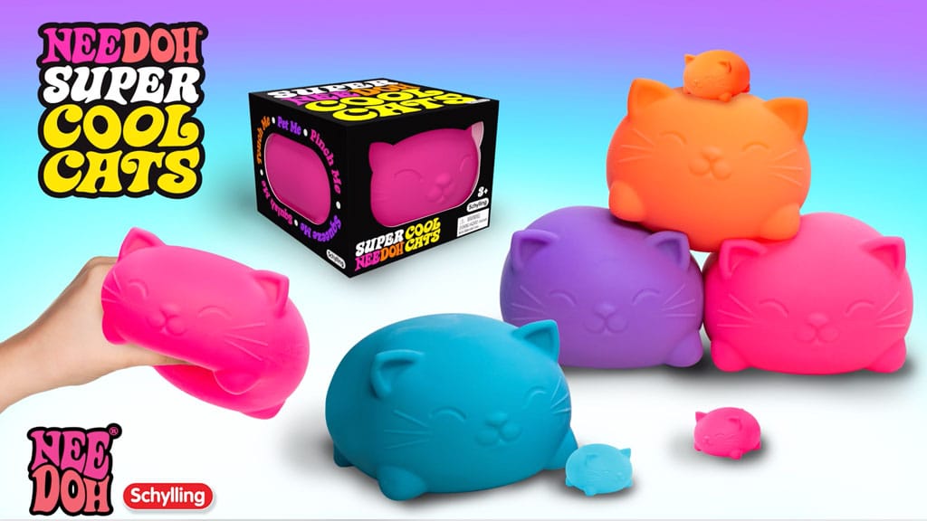 Adorable Character Super NeeDoh Cool Cats | Select Opal Prairie - Dino Character Malt-Gel Filled Sensory Glob Detail