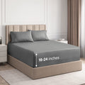 Cooling Sateen 4-Piece Extra Deep Pocket Sheet Set - Full Size Breathable & Cooling Bed Sheets Fits 18"-24" Mattresses, Gray - Luxury Bed Sheet Set with Deep Pockets - Default Title