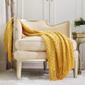 Super Soft Flannel Decorative Soft Spring Summer Fall Throw Blanket ,for Couch Sofa Chair Bed,50''X60'',Mustard Yellow - Lightweight Plush Warm Blanket for All Seasons - Default Title