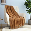 Reversible Sherpa Home Decor Rustic Couch Sofa Chair Bed Throw Blanket, Soft Warm Light Weight in Spring Summer (50''X60'' Brown) - Luxury Knitted Decorative Throw Blanket with Fringes - Default Title
