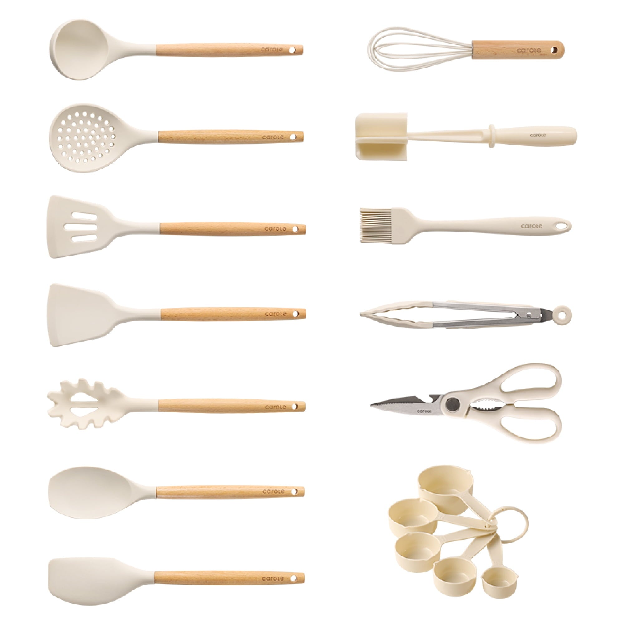 Durable Steel 17-Piece Silicone and Wood Cooking Utensil Set, Heat-Resistant, Safe for Nonstick Cookware - Multi-Purpose Hand Tool for Daily Meal Prep - Default Title