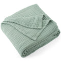 Cozy Fleece 100% Cotton Muslin Throw Blanket Gauze Blankets for Adults Soft Throws for Bed and Couch, 50" x 70" Sage Green - Super Soft Reversible Sherpa Flannel Blanket - Default Title