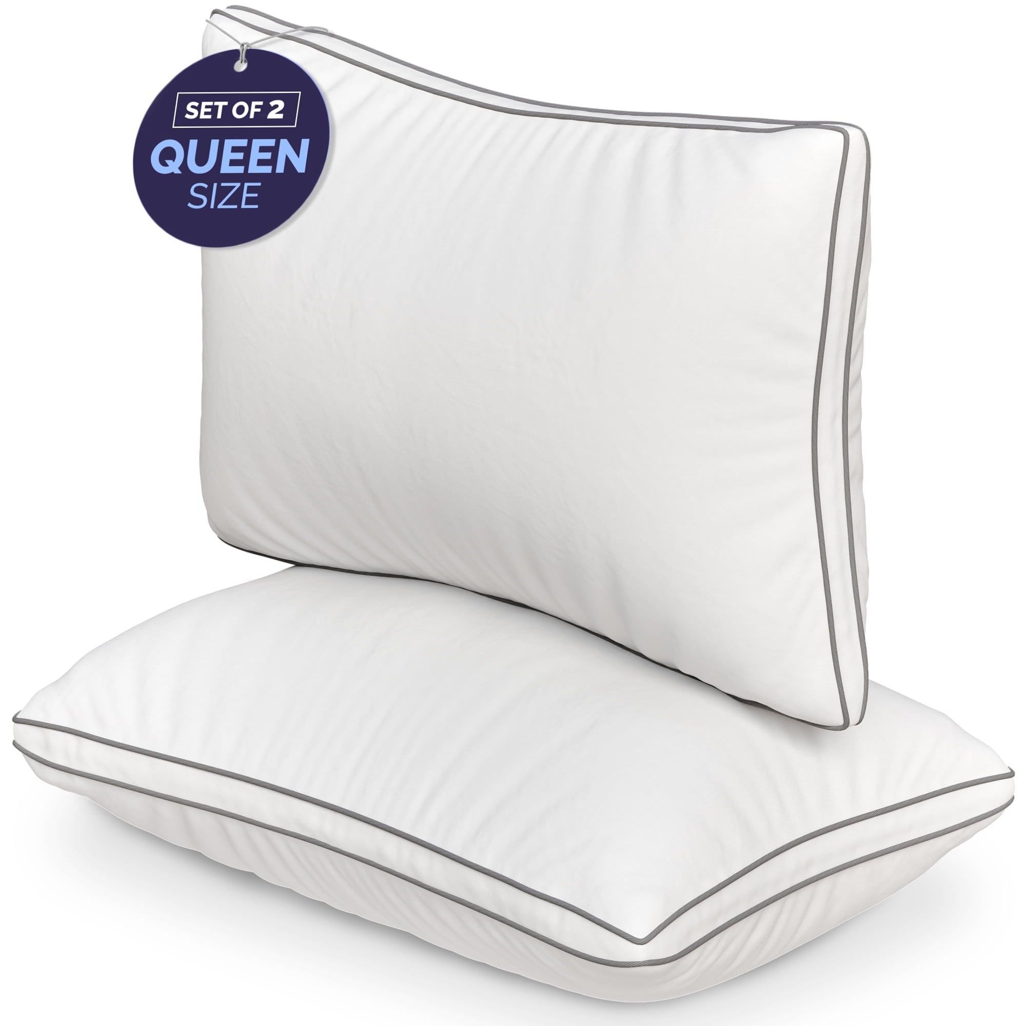 Orthopedic Support Bed Pillows Queen Size Set of 2 - Luxury Down Alternative Pillow - 5 Star Hotel Pillows for Back, Side and Stomach Sl... - Decorative Throw Pillow Cushion for Sofa & Bed - Default Title