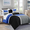 All-Season Bernard 7-Piece Full Bed in a Bag Comforter Set with Sheets, Lightweight Comforter Blue Black Gray Patchwork Quilted ... - Luxurious Quilted Duvet Cover Set - Default Title