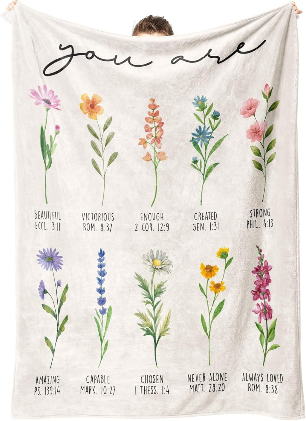 Cozy Fleece Christian Gifts for Women, Christian Blanket with Flowers, Birthday Gifts for Women, Inspirational, Religious Gifts f... - Cozy Fleece Throw Blanket for Couch & Bed - Default Title
