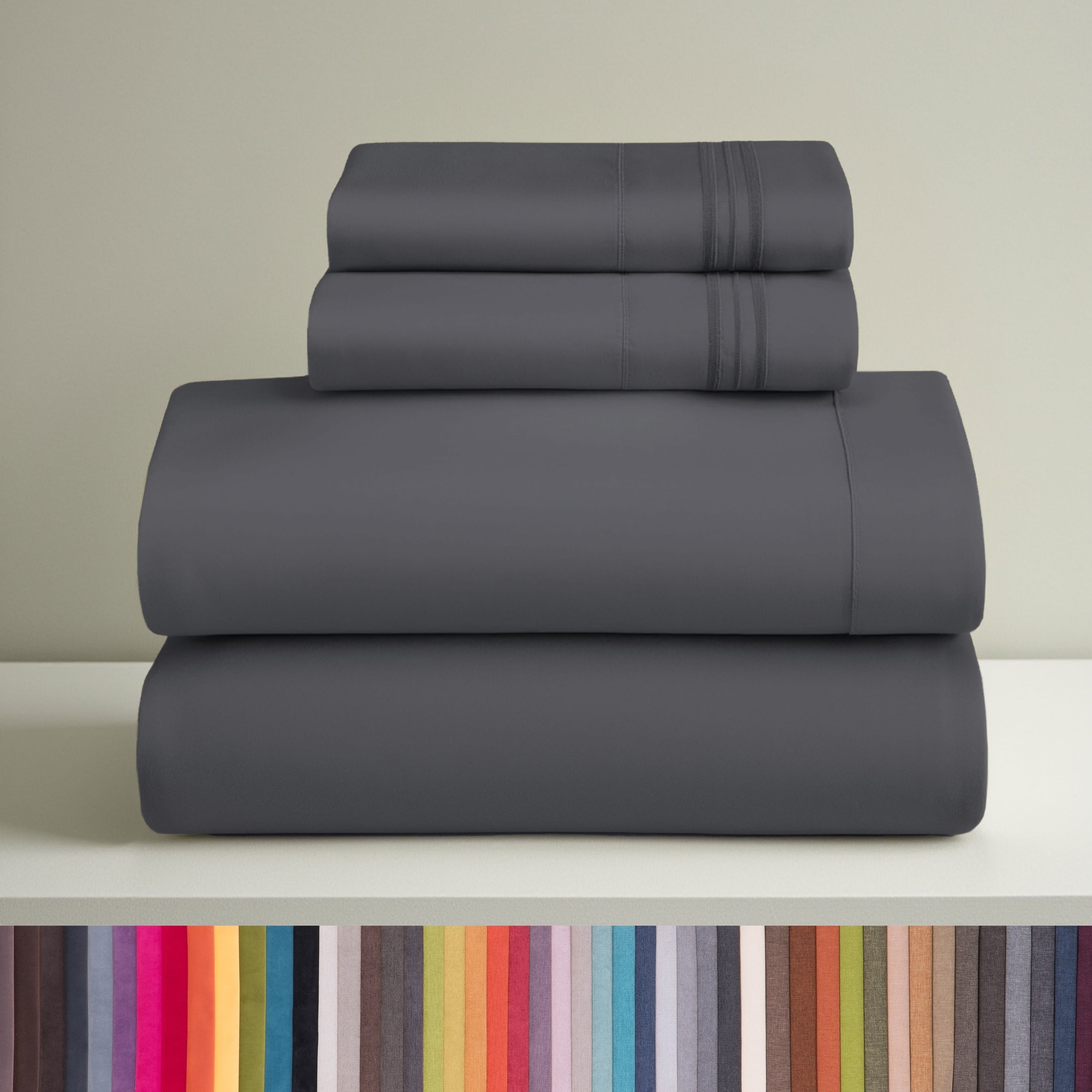 Breathable Luxury Sheets Set, 4 Piece Deep Pocket Sheets, 100% Soft Microfiber Bed Sheets Set, Gray - Cooling Hotel Quality Bedding Sheets and Pillowcases - Default Title