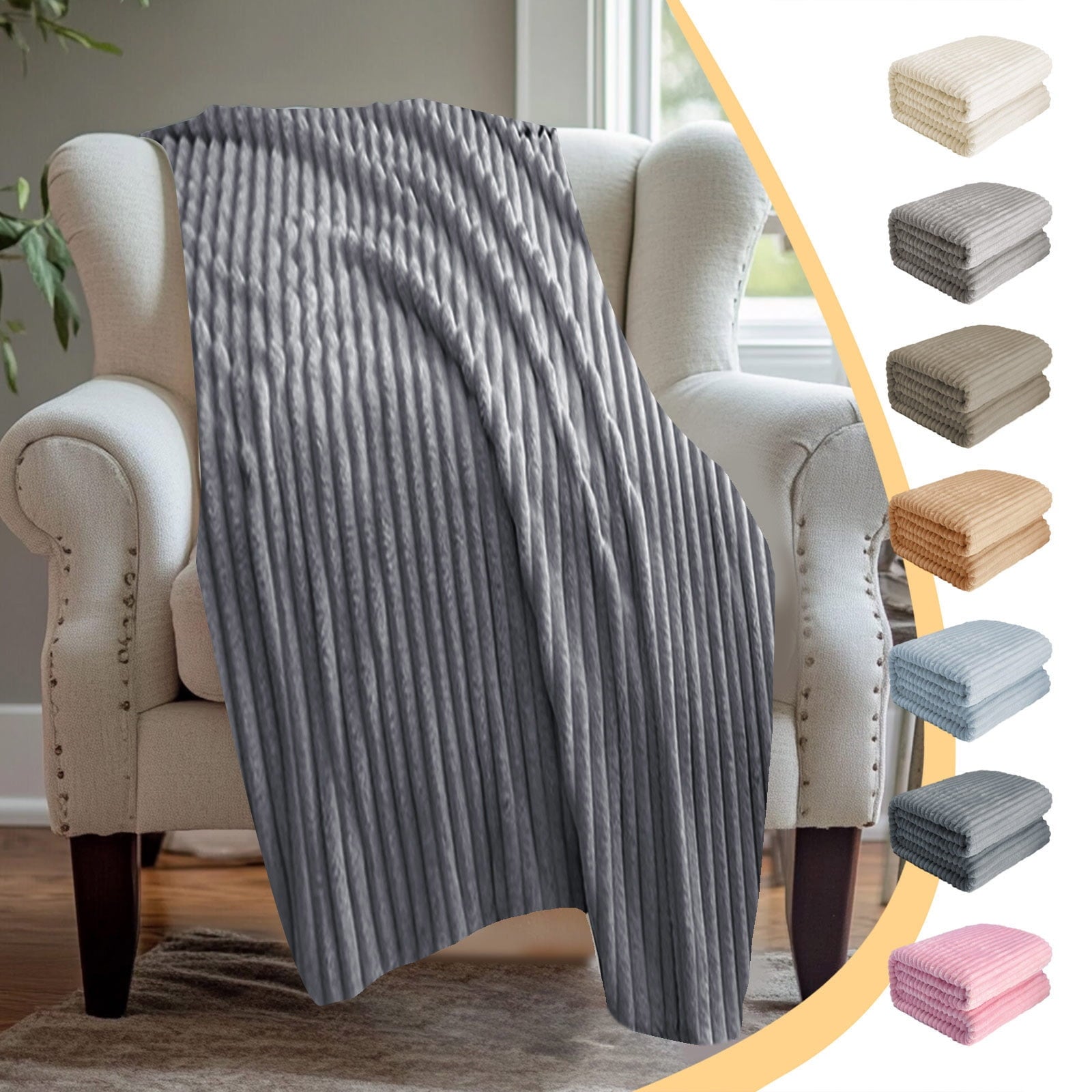 Reversible Sherpa Bunny Blanket, Super Soft & Warm Faux Rabbit Fur Throw Blanket, Lightweight Microfiber Machine Washable for Bedroom, ... - Super Soft Reversible Sherpa Flannel Blanket - Default Title