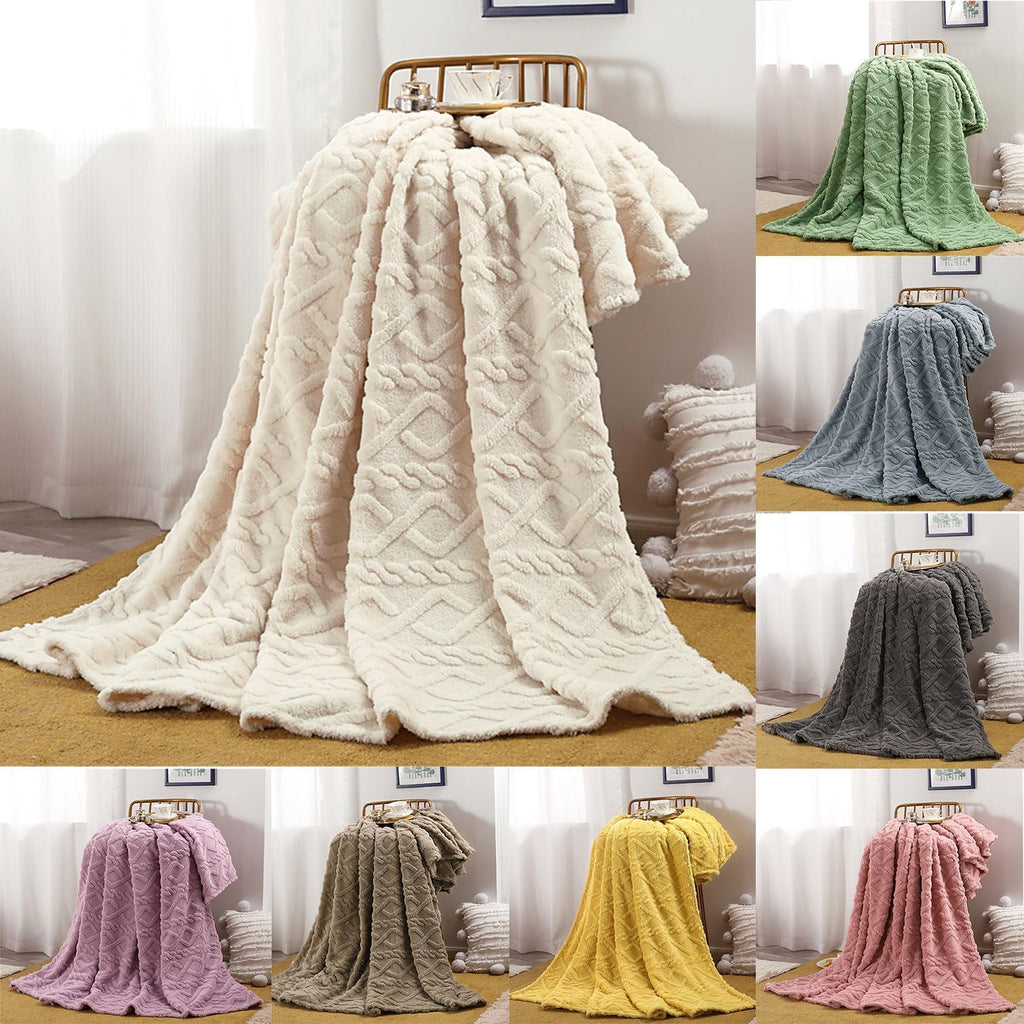 Lightweight Warm Clearance Under $5 Throw Blanket, Super Soft Warm Solid Color Thicken Flannel Blankets, Microfiber Machine Washable f... - Luxury Knitted Decorative Throw Blanket with Fringes - Default Title