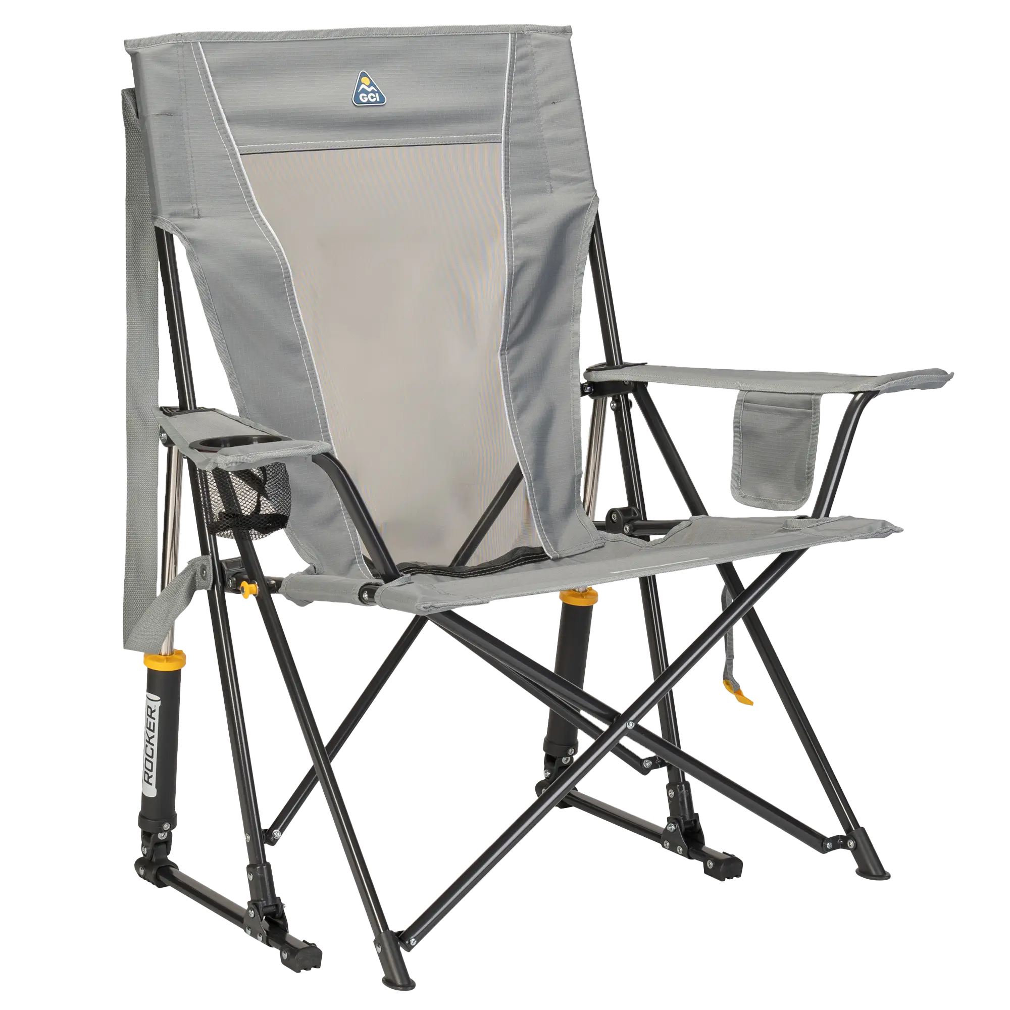 Smooth Motion Comfort Pro Rocker - Choice 375 - Patented Spring-Action Rocking Chair for Camping - Mercury Gray