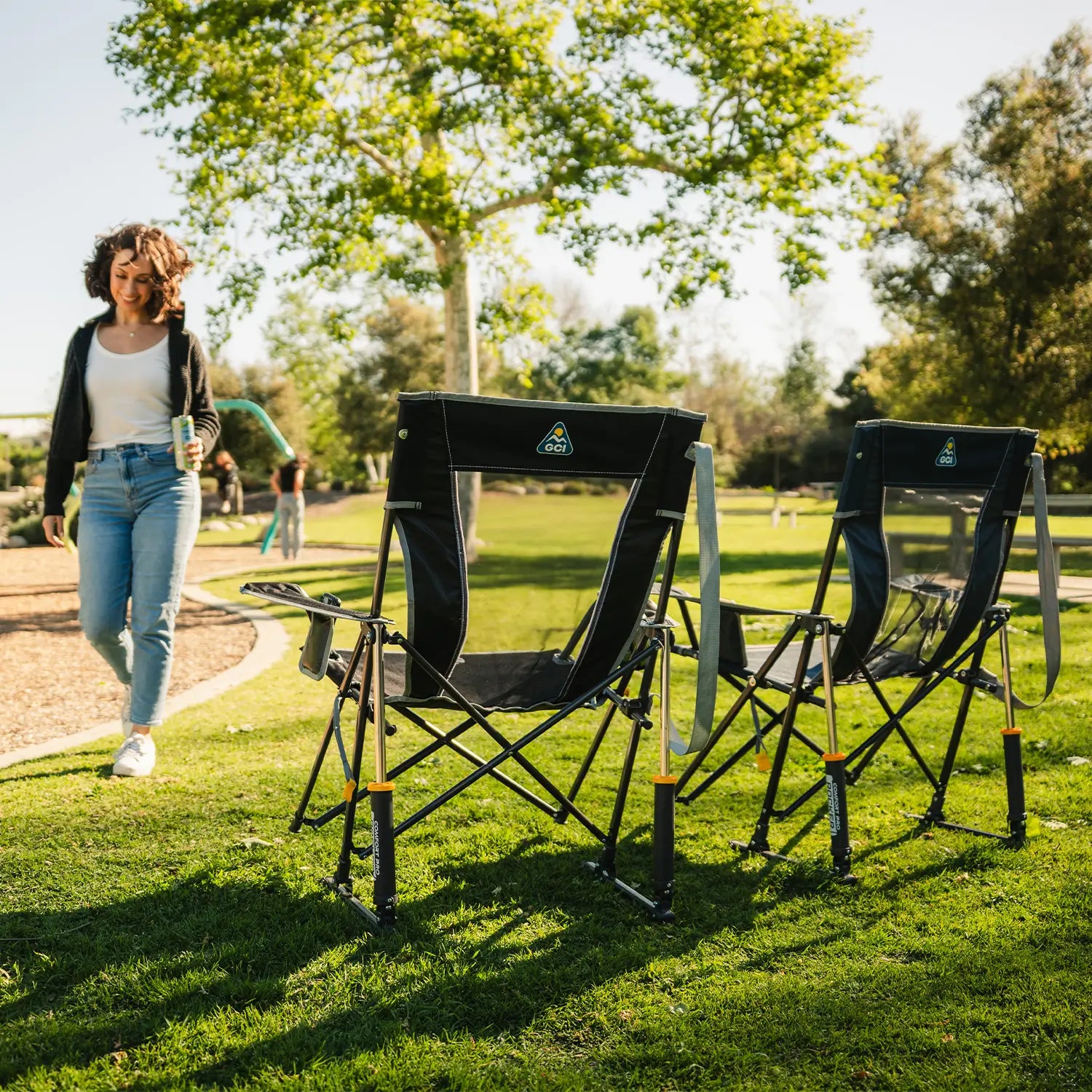 Smooth Motion Comfort Pro Rocker - Choice 375 - Patented Spring-Action Rocking Chair for Camping Detail