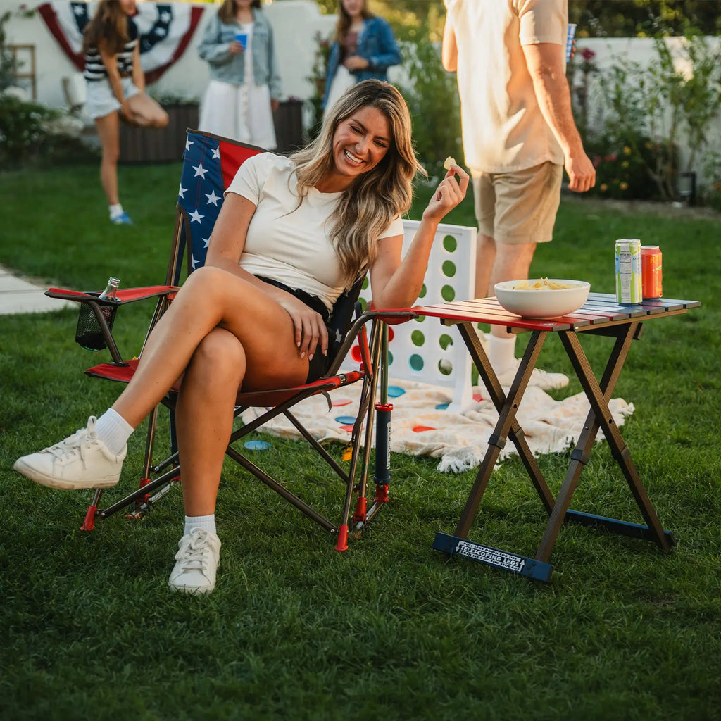 Premium All-Weather Comfort Pro Rocker - USA Anniversary Deluxe - Choice 424 - Patented Spring-Action Rocking Chair for Camping Detail
