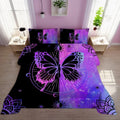 Luxurious Quilted Butterfly Comforter Set Full Size for Girls Kids Teens Black Blue Purple Tie Dye Bedding Set 3 Pieces - Hypoallergenic Ultra-Fluffy Quilt for Winter - Default Title