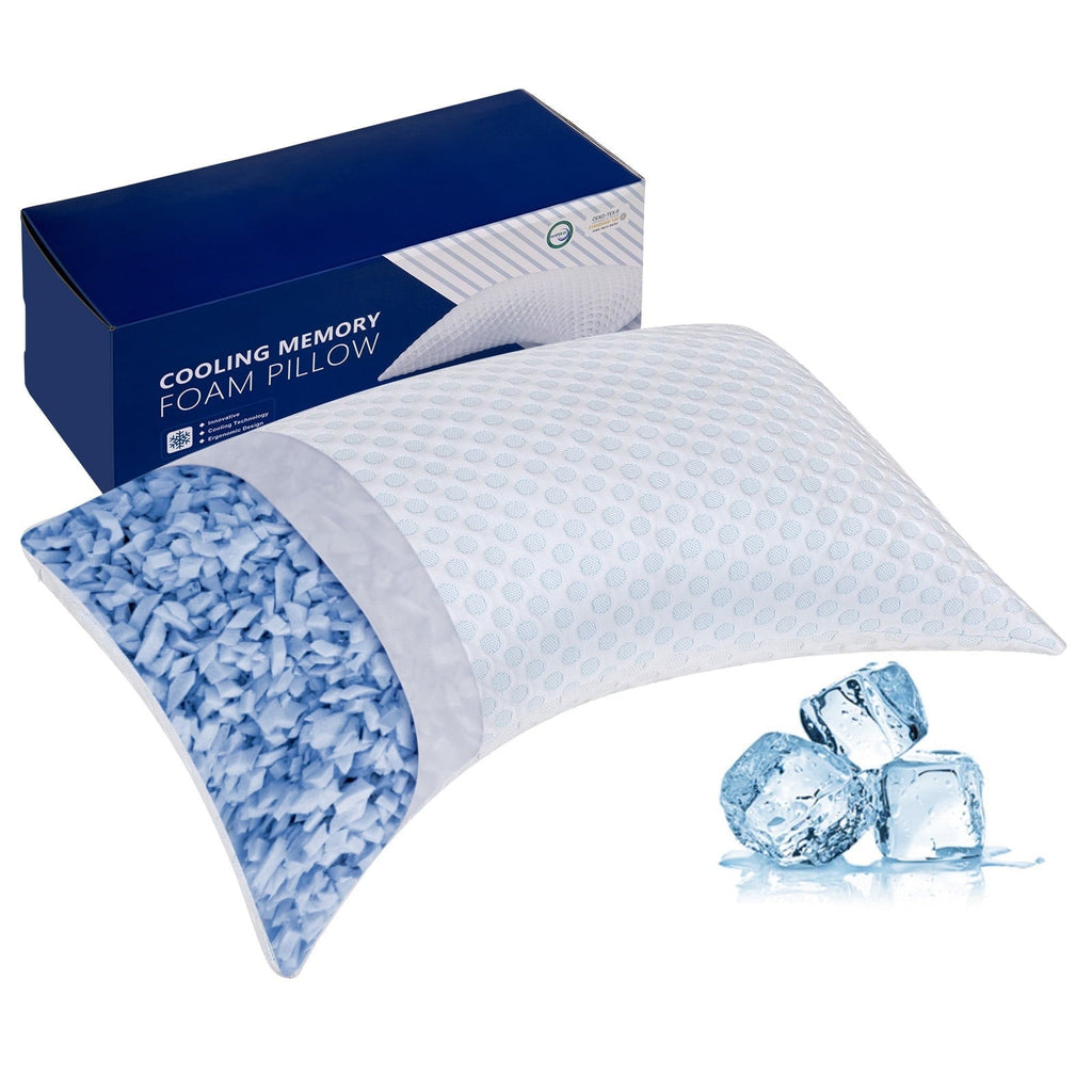 Fluffy Shredded Cooling Shredded Memory Foam Bed Pillows Adjustable Firm Support Pillow for Side and Back Sleepers Curved Pillows Set... - Decorative Throw Pillow Cushion for Sofa & Bed - Default Title