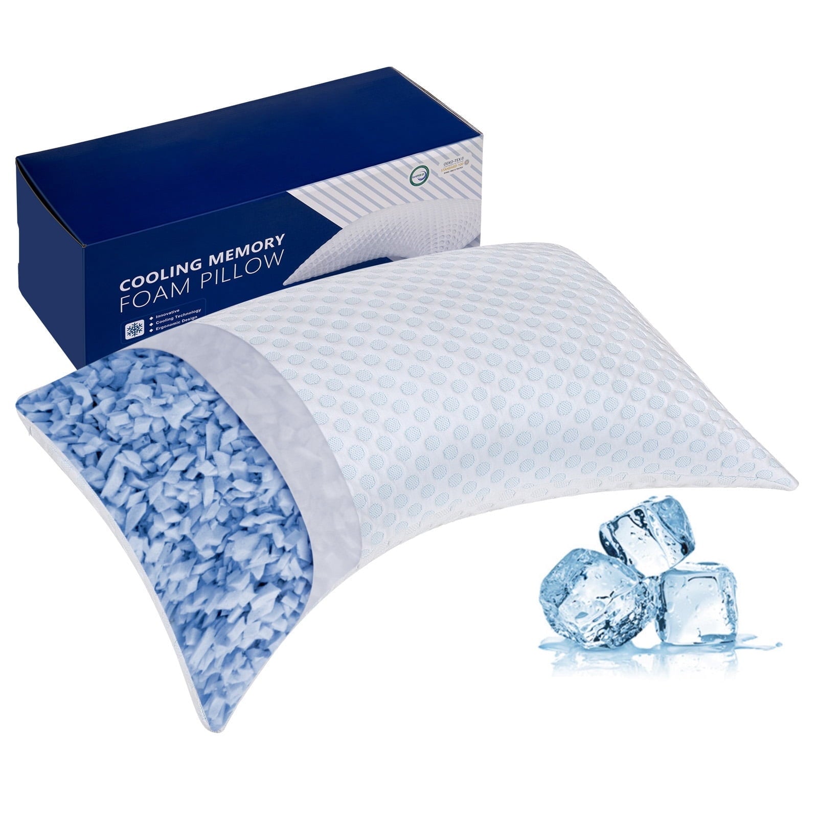 Fluffy Shredded Cooling Shredded Memory Foam Bed Pillows Adjustable Firm Support Pillow for Side and Back Sleepers Curved Pillows Set... - Decorative Throw Pillow Cushion for Sofa & Bed - Default Title