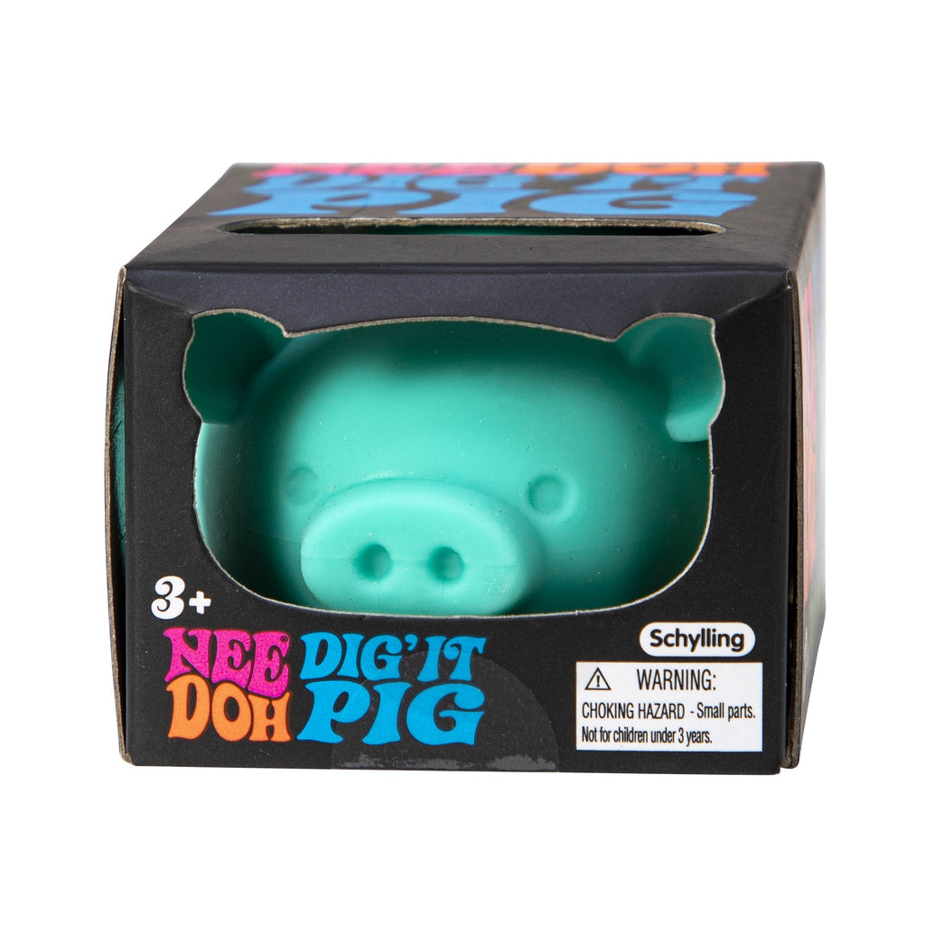 Cute Collectible NeeDoh Dig’ It Pig | Select Velvet Canopy - Dino Character Malt-Gel Filled Sensory Glob Detail