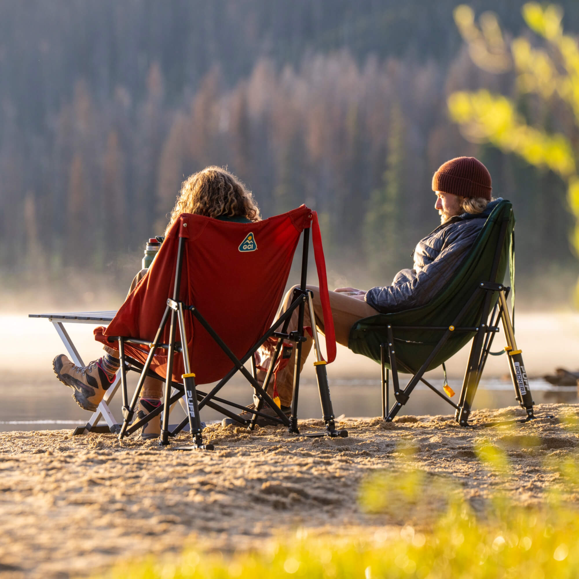Smooth Motion Puff Rocker - Choice 731 - Patented Spring-Action Rocking Chair for Camping Detail