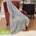 Super Soft Flannel Turkish Cotton Throw Blanket & Beach Towel, 60"x70" Boho Decorative Blanket for Couch, Bed, Sofa & Outdoor, Lightweig... - Super Soft Reversible Sherpa Flannel Blanket - Default Title