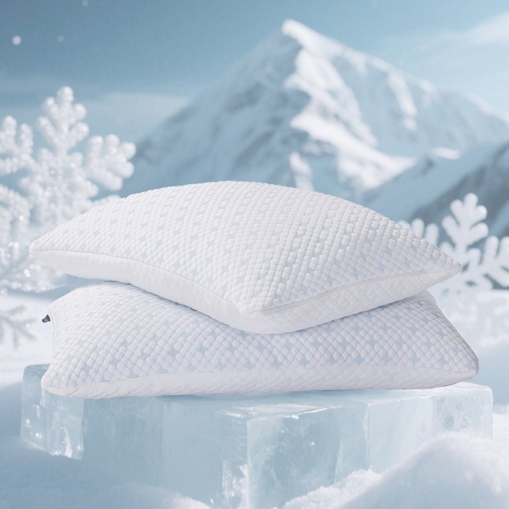 Decorative Plump 2-Pack Adjustable Cooling Bed Pillows, Shredded Memory Foam Pillows Set of 2, Standard Queen, Dual Sides - Ergonomic Memory Foam Pillow for Neck Pain Support - Default Title