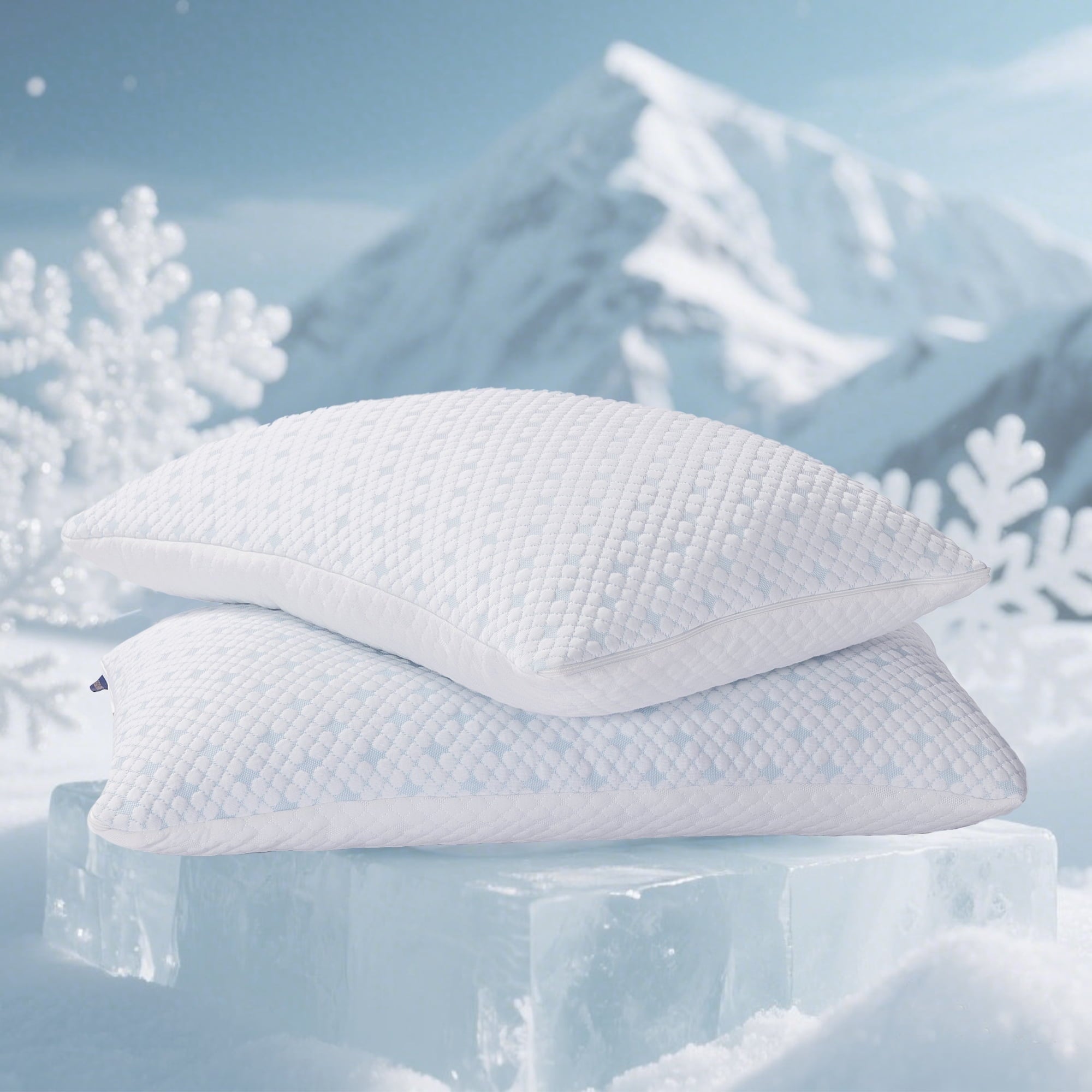 Decorative Plump 2-Pack Adjustable Cooling Bed Pillows, Shredded Memory Foam Pillows Set of 2, Standard Queen, Dual Sides - Ergonomic Memory Foam Pillow for Neck Pain Support - Default Title