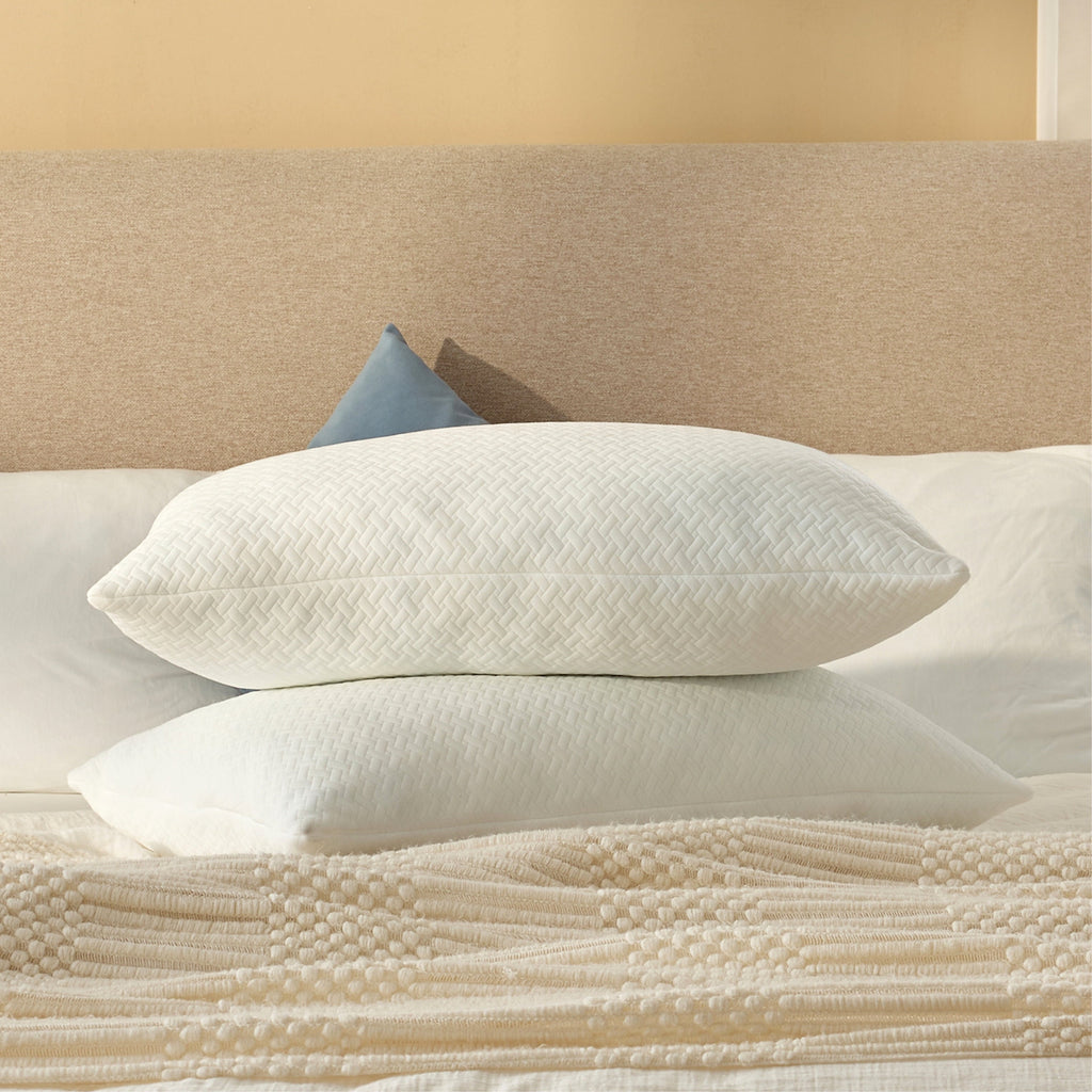 Ergonomic Memory Foam 2 Pack Bed Pillow, Shredded Gel Memory Foam Pillow, Standard Queen, Medium, Made in USA - Hotel Quality Plush Sleeping Pillows - Default Title