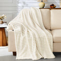 Lightweight Warm White Fleece Throw Blanket for Couch, Super Soft Cozy Blankets and Throws, Decorative Fleece Blankets for Women Men G... - Luxury Knitted Decorative Throw Blanket with Fringes - Default Title