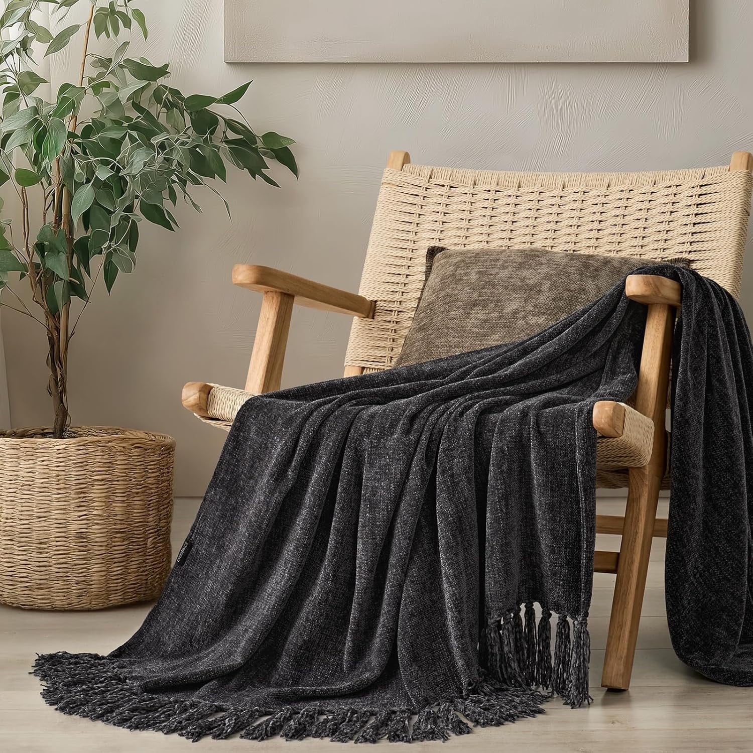 Lightweight Warm Soft Chenille Throw Blanket for Couch, Cozy Plush Fuzzy Decorative Chenille Knit Throw Blanket with Tassels, Lightwei... - Lightweight Plush Warm Blanket for All Seasons - Default Title