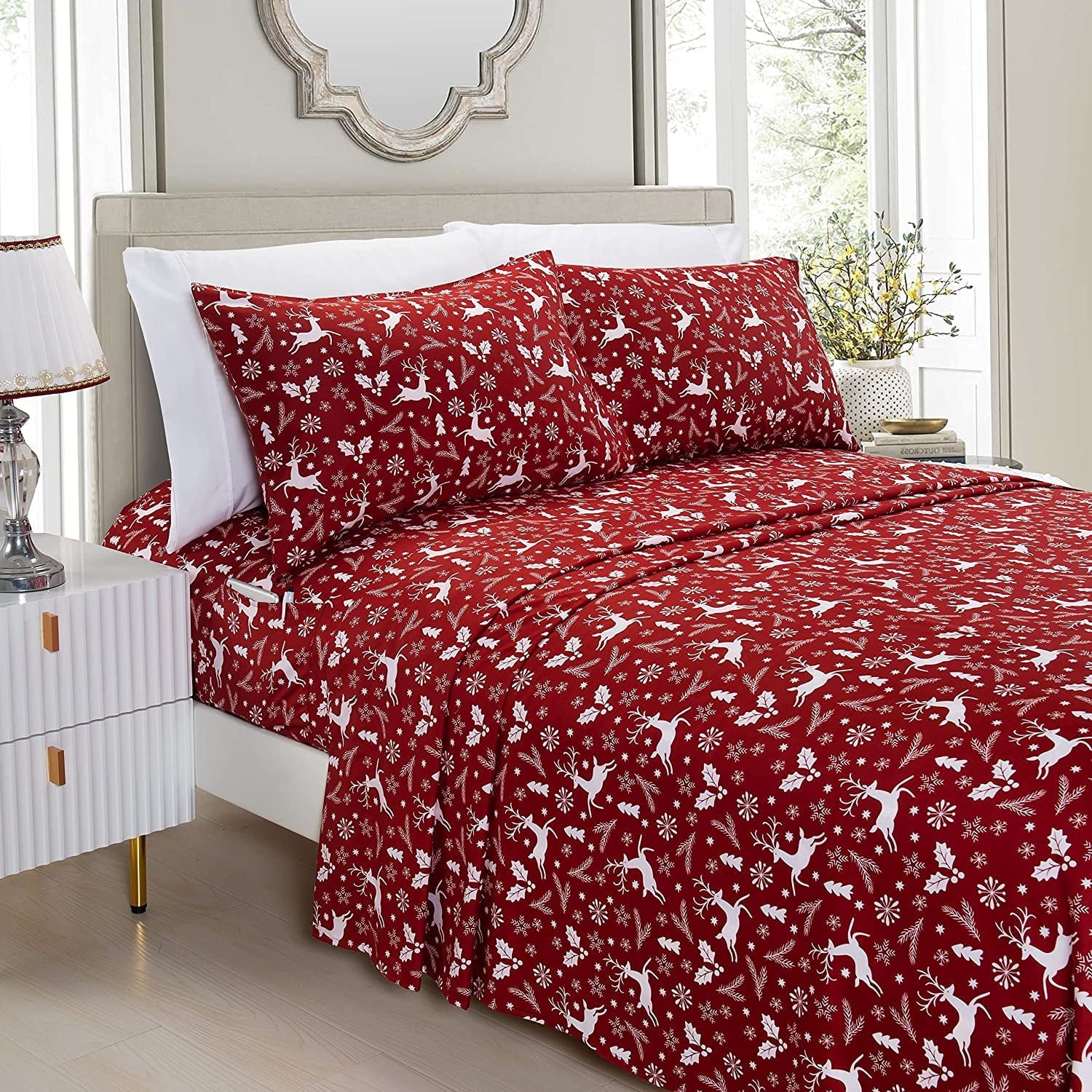 Breathable Luxury Luxury Soft Bed Sheets Holiday Pattern 1500 Thread Count Percale Egyptian Quality Softness Wrinkle and Fade Resistant... - Premium Ultra-Soft Pillowcase Pair for Sleeping - Default Title