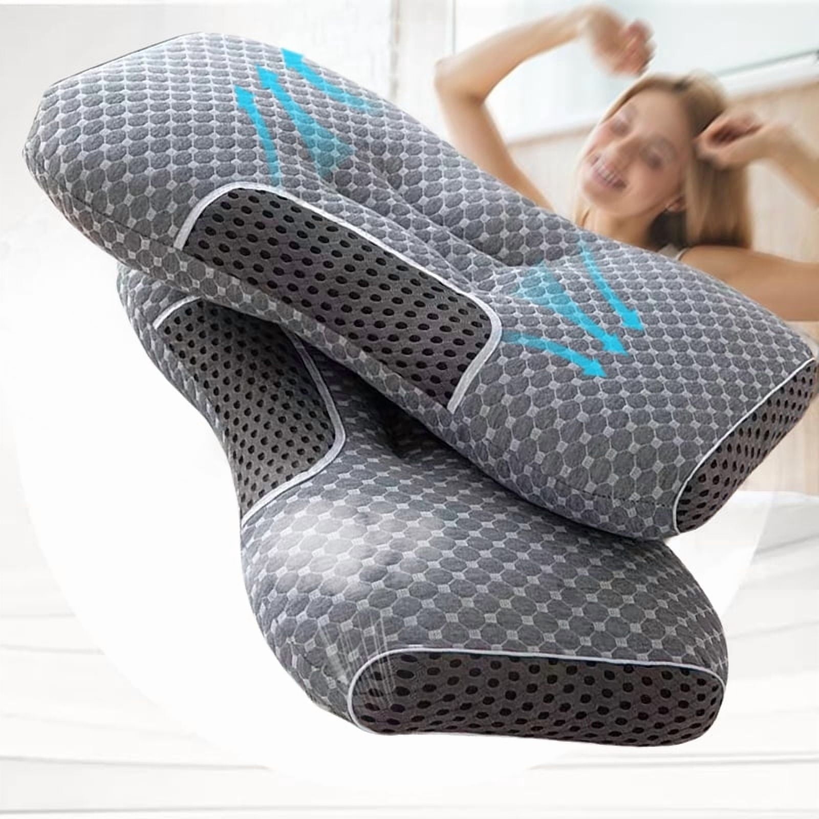Fluffy Shredded 2-Piece Set - 24"x15" Gray Bed for Back, Side, Stomach Sleepers - Ergonomic Memory Foam Pillow for Neck Pain Support - Default Title