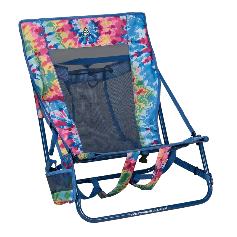 Low-Profile Everywhere Chair 2 - Choice 656 - Portable Heavy-Duty Low Boy Chair for Ocean Side - Tie Dye