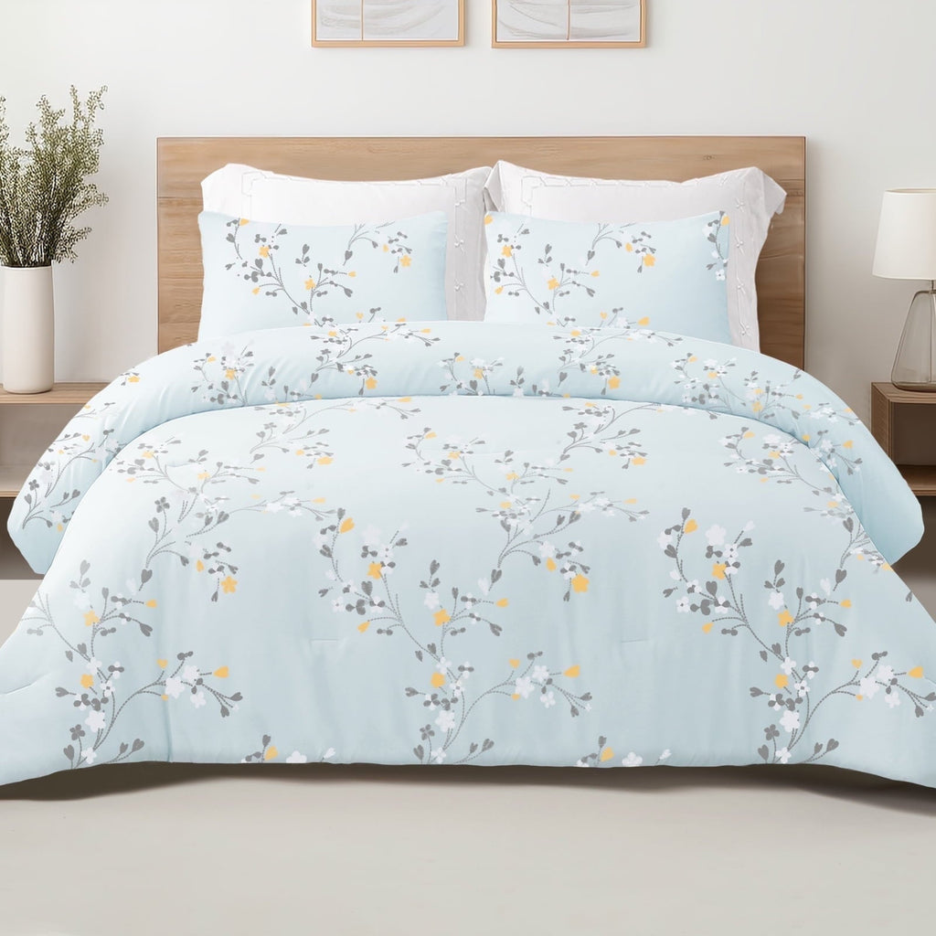Hypoallergenic Cloud 3-Piece Floral King Size Comforter Set, Microfiber Bedding Down Alternative Comforter for All Seasons with 2 Pillow S... - All-Season Down Alternative Comforter Insert - Default Title