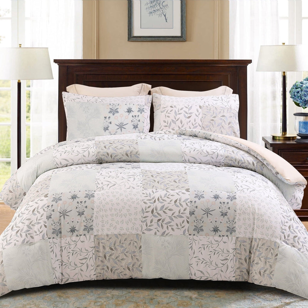 Hypoallergenic Cloud 3-Piece Patchwork King Size Comforter Set, Microfiber Bedding Down Alternative Comforter for All Seasons with 2 Pillo... - Luxurious Quilted Duvet Cover Set - Default Title