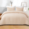 Hypoallergenic Cloud Boho Pom Pom Ball Fringe King Size Comforter Set, 3 Pieces Beige Lightweight Down Alternative Bedding Comforter Sets ... - All-Season Down Alternative Comforter Insert - Default Title