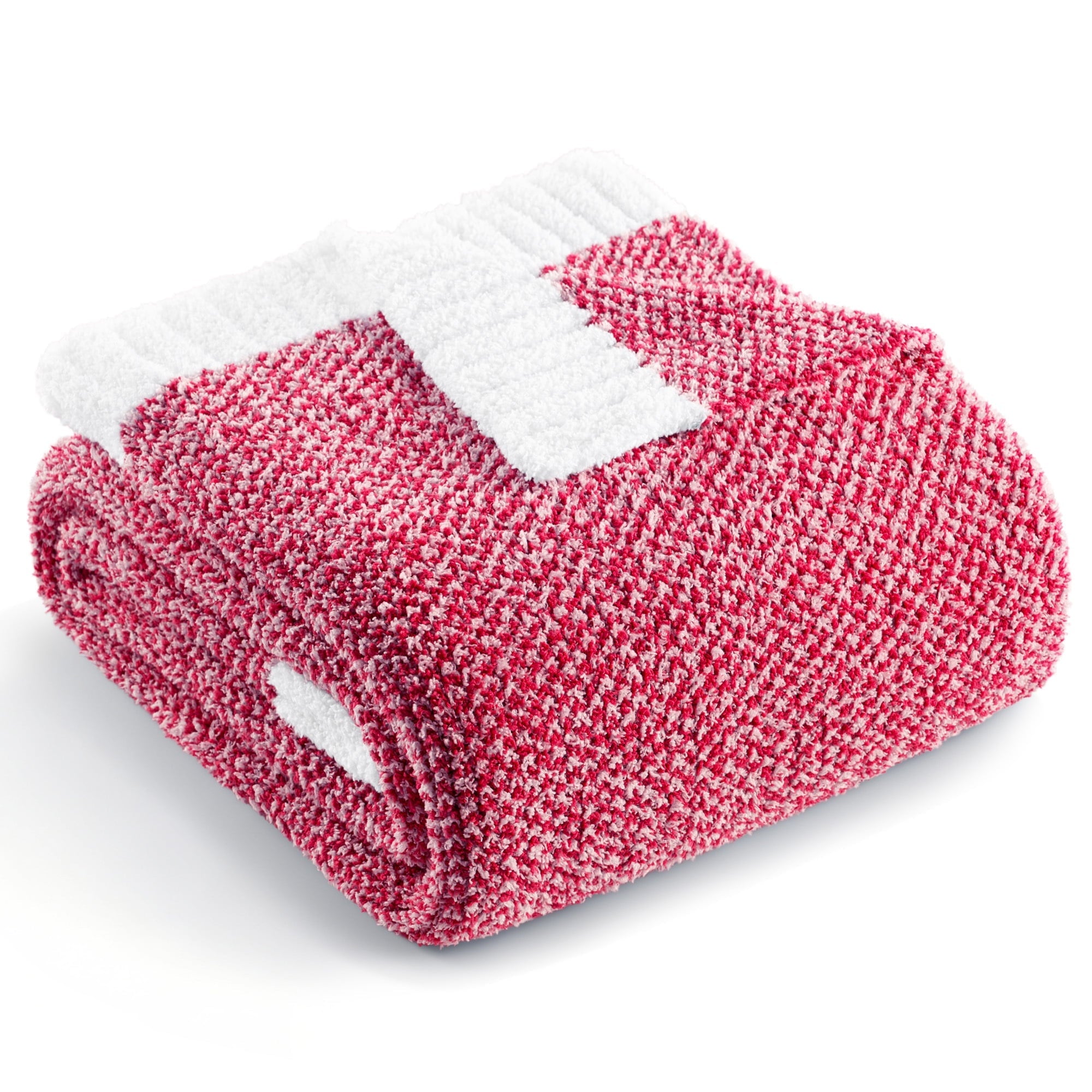 Super Soft Flannel Knit Throw Blanket, Ultra Soft Cozy Fluffy Blankets, Lightweight Fuzzy Plush Throw for Couch and Bed, Mixed Red, 50"x60" - Super Soft Reversible Sherpa Flannel Blanket - Default Title